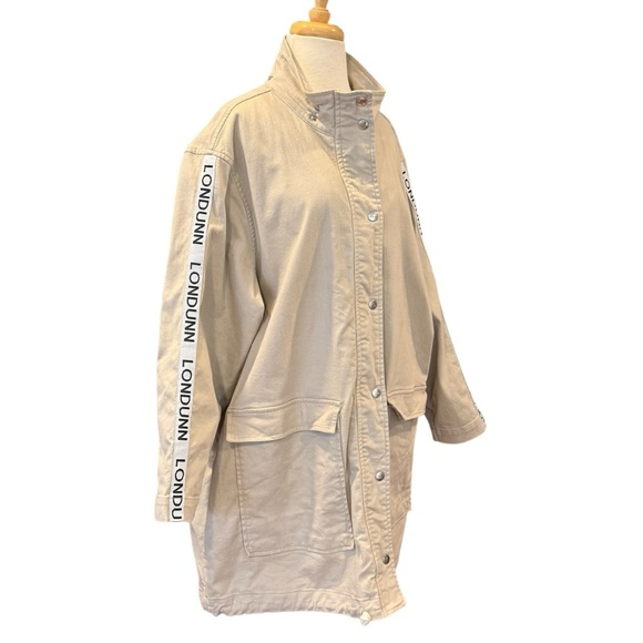 Missguided Jackets & Blazers - Londunn + Missguided Tan Khaki Utility Jacket Trench Coat Logo Sleeves Size 8